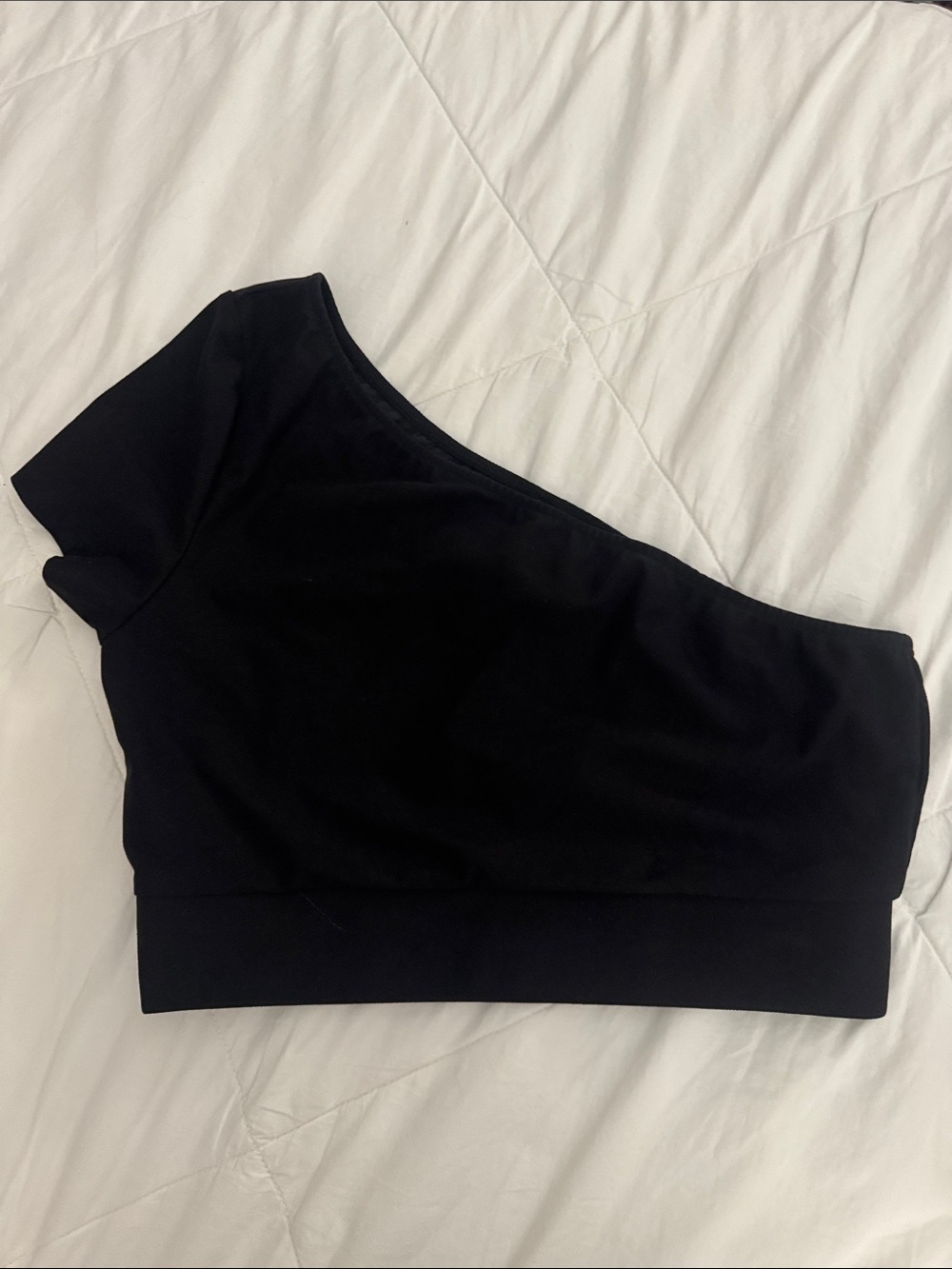 Victorias Secret/Victoria Sport Asymmetrical One-Shoulder Black Crop Top, Small